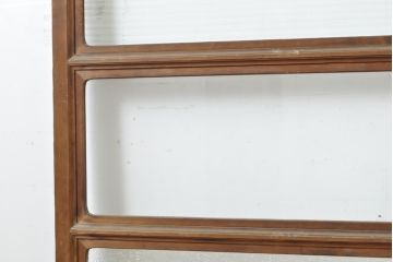 アンティーク建具　モール・ゆらゆら・ダイヤガラス　シンプルながらも丁寧に面取りされたガラス戸2枚セット(引き戸、建具)(R-062178)