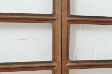 アンティーク建具　モール・ゆらゆら・ダイヤガラス　シンプルながらも丁寧に面取りされたガラス戸2枚セット(引き戸、建具)(R-062178)