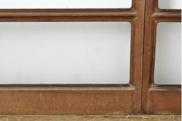 アンティーク建具　モール・ゆらゆら・ダイヤガラス　シンプルながらも丁寧に面取りされたガラス戸2枚セット(引き戸、建具)(R-062178)