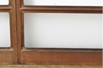 アンティーク建具　モール・ゆらゆら・ダイヤガラス　シンプルながらも丁寧に面取りされたガラス戸2枚セット(引き戸、建具)(R-062178)