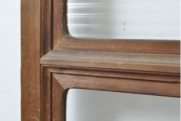 アンティーク建具　モール・ゆらゆら・ダイヤガラス　シンプルながらも丁寧に面取りされたガラス戸2枚セット(引き戸、建具)(R-062178)