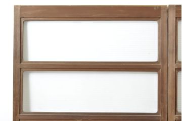 アンティーク建具　モール・ゆらゆら・ダイヤガラス　シンプルながらも丁寧に面取りされたガラス戸2枚セット(引き戸、建具)(R-062178)