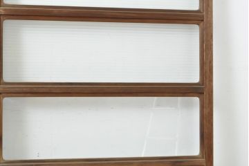 アンティーク建具　モール・ゆらゆら・ダイヤガラス　シンプルながらも丁寧に面取りされたガラス戸2枚セット(引き戸、建具)(R-062178)