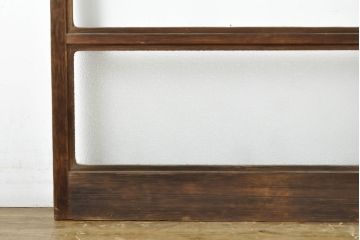 アンティーク建具　モール・ゆらゆら・ダイヤガラス　シンプルながらも丁寧に面取りされたガラス戸2枚セット(引き戸、建具)(R-062178)
