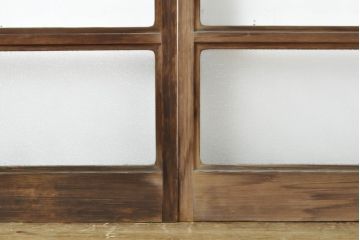 アンティーク建具　モール・ゆらゆら・ダイヤガラス　シンプルながらも丁寧に面取りされたガラス戸2枚セット(引き戸、建具)(R-062178)
