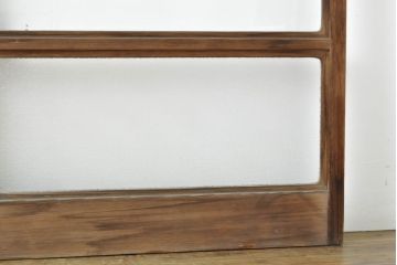 アンティーク建具　モール・ゆらゆら・ダイヤガラス　シンプルながらも丁寧に面取りされたガラス戸2枚セット(引き戸、建具)(R-062178)