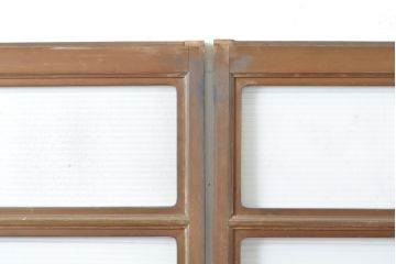 アンティーク建具　モール・ゆらゆら・ダイヤガラス　シンプルながらも丁寧に面取りされたガラス戸2枚セット(引き戸、建具)(R-062179)