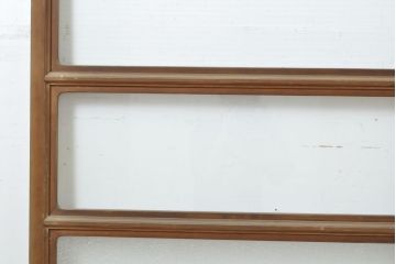 アンティーク建具　モール・ゆらゆら・ダイヤガラス　シンプルながらも丁寧に面取りされたガラス戸2枚セット(引き戸、建具)(R-062179)