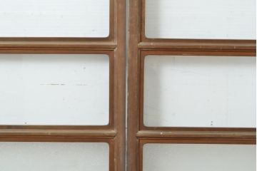 アンティーク建具　モール・ゆらゆら・ダイヤガラス　シンプルながらも丁寧に面取りされたガラス戸2枚セット(引き戸、建具)(R-062179)