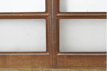 アンティーク建具　モール・ゆらゆら・ダイヤガラス　シンプルながらも丁寧に面取りされたガラス戸2枚セット(引き戸、建具)(R-062179)