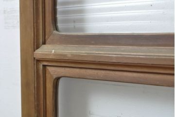 アンティーク建具　モール・ゆらゆら・ダイヤガラス　シンプルながらも丁寧に面取りされたガラス戸2枚セット(引き戸、建具)(R-062179)