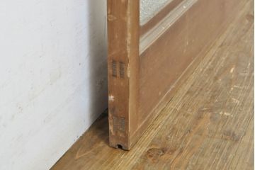 アンティーク建具　モール・ゆらゆら・ダイヤガラス　シンプルながらも丁寧に面取りされたガラス戸2枚セット(引き戸、建具)(R-062179)