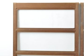 アンティーク建具　モール・ゆらゆら・ダイヤガラス　シンプルながらも丁寧に面取りされたガラス戸2枚セット(引き戸、建具)(R-062179)