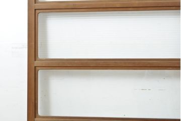 アンティーク建具　モール・ゆらゆら・ダイヤガラス　シンプルながらも丁寧に面取りされたガラス戸2枚セット(引き戸、建具)(R-062179)