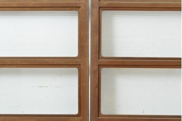 アンティーク建具　モール・ゆらゆら・ダイヤガラス　シンプルながらも丁寧に面取りされたガラス戸2枚セット(引き戸、建具)(R-062179)