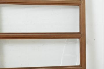 アンティーク建具　モール・ゆらゆら・ダイヤガラス　シンプルながらも丁寧に面取りされたガラス戸2枚セット(引き戸、建具)(R-062179)