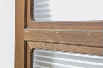 アンティーク建具　モール・ゆらゆら・ダイヤガラス　シンプルながらも丁寧に面取りされたガラス戸2枚セット(引き戸、建具)(R-062179)