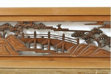 アンティーク建具　松　力強い存在感を放つ彫刻欄間1枚(明かり取り、明り取り、建具)(R-062181)