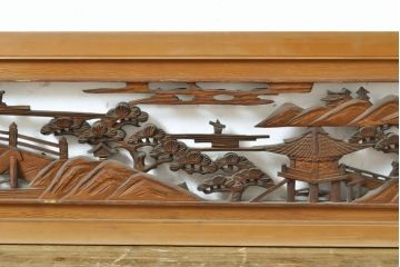 アンティーク建具　松　力強い存在感を放つ彫刻欄間1枚(明かり取り、明り取り、建具)(R-062181)