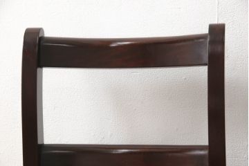 中古　九州民芸家具　すらりと伸びた後ろ脚と滑らかな木肌が上品なラダーバックチェア2脚セット(ダイニングチェア、板座チェア、イス、椅子)(R-062185)