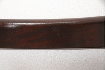 中古　九州民芸家具　すらりと伸びた後ろ脚と滑らかな木肌が上品なラダーバックチェア2脚セット(ダイニングチェア、板座チェア、イス、椅子)(R-062185)