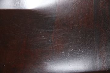 中古　九州民芸家具　すらりと伸びた後ろ脚と滑らかな木肌が上品なラダーバックチェア2脚セット(ダイニングチェア、板座チェア、イス、椅子)(R-062185)