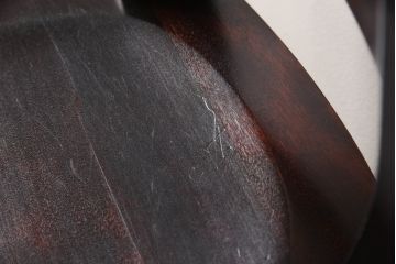中古　九州民芸家具　すらりと伸びた後ろ脚と滑らかな木肌が上品なラダーバックチェア2脚セット(ダイニングチェア、板座チェア、イス、椅子)(R-062185)