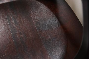 中古　九州民芸家具　すらりと伸びた後ろ脚と滑らかな木肌が上品なラダーバックチェア2脚セット(ダイニングチェア、板座チェア、イス、椅子)(R-062185)