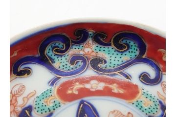 明治期　伊万里焼　色絵　金彩　花文　4寸皿　約12cm　色彩豊かで食卓に華やぎをもたらす小皿5客セット(四寸、赤絵、和食器、和皿)(R-062189)