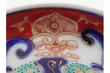 明治期　伊万里焼　色絵　金彩　花文　4寸皿　約12cm　色彩豊かで食卓に華やぎをもたらす小皿5客セット(四寸、赤絵、和食器、和皿)(R-062189)