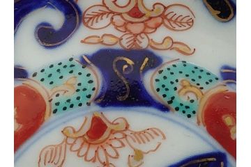 明治期　伊万里焼　色絵　金彩　花文　4寸皿　約12cm　色彩豊かで食卓に華やぎをもたらす小皿5客セット(四寸、赤絵、和食器、和皿)(R-062189)