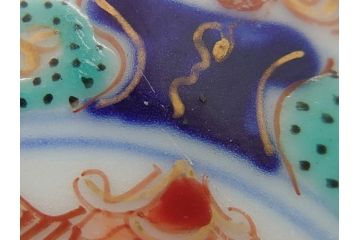 明治期　伊万里焼　色絵　金彩　花文　4寸皿　約12cm　色彩豊かで食卓に華やぎをもたらす小皿5客セット(四寸、赤絵、和食器、和皿)(R-062189)