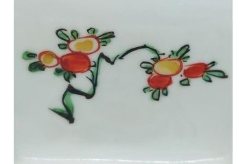 江戸期　古玩　大明嘉年製　水指　五彩龍文四方鉢　3.6寸皿　約11　大胆に描かれた龍の図が食卓のアクセントになる角皿5客セット(赤絵、中国?、三寸六分)(R-062190)
