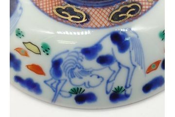 江戸期　萬暦年製　古伊万里　色絵　染付　稀少図柄　馬　3.8寸　約11.5cm　生き生きとした馬の絵付けが魅力の蓋付き茶碗2客セット(和食器、三寸八分)(R-062193)
