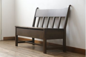 中古　美品　オーク材　柏木工(KASHIWA)　WILDERNESS(ウィルダネス)　座面下収納付き!!木の温かみを感じられる2人掛けベンチ(長椅子、板座チェア、長イス)(定価約14万円)(R-062198)