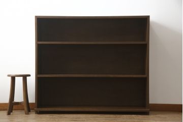 和製アンティーク　昭和初期　ナラ材　シンプルなデザインでお部屋に馴染みやすい本棚(ブックシェルフ、収納棚、飾り棚、ディスプレイ棚、陳列棚)(R-062199)