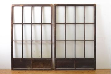 アンティーク建具　ノスタルジックな雰囲気が魅力のガラス戸2枚セット(引き戸)(R-062212)