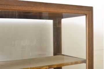 和製アンティーク　ナラ材　店舗の雰囲気づくりに取り入れたいレトロなガラスケース(ショーケース、飾り棚、陳列棚、店舗什器)(R-062213)