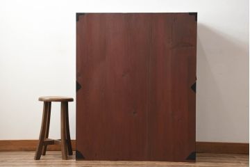 和製アンティーク　明治大正期　檜(ヒノキ)材　閂(かんぬき)付き　時を重ねた木の味わいと古びた風合いの金具が趣深い松本衣装箪笥(時代箪笥、整理タンス、古箪笥、収納たんす、引き出し、サイドチェスト)(R-062219)