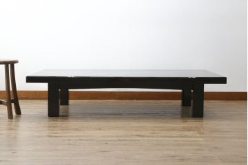 中古　輪島塗り　浜高悦朗作　繊細なタッチで描かれた花と扇の意匠が雅な雰囲気を醸し出す座卓(ローテーブル、センターテーブル、リビングテーブル)(R-062222)
