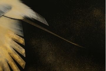 中古　輪島塗り　加治武作　飛び立つ鶴の美しさに目が奪われる衝立て(仕切り、パーテーション、つい立て)(R-062225)