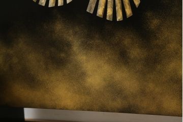 中古　輪島塗り　加治武作　飛び立つ鶴の美しさに目が奪われる衝立て(仕切り、パーテーション、つい立て)(R-062225)