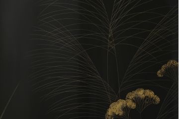 中古　輪島塗り　加治武作　飛び立つ鶴の美しさに目が奪われる衝立て(仕切り、パーテーション、つい立て)(R-062225)