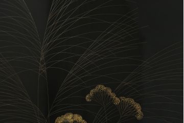 中古　輪島塗り　加治武作　飛び立つ鶴の美しさに目が奪われる衝立て(仕切り、パーテーション、つい立て)(R-062225)