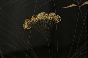 中古　輪島塗り　加治武作　飛び立つ鶴の美しさに目が奪われる衝立て(仕切り、パーテーション、つい立て)(R-062225)