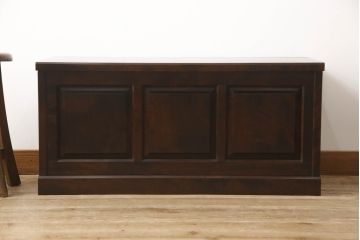 中古　希少　絶版品　北海道民芸家具　上品な佇まいと美しい木目が魅力の収納ボックス(ブランケットボックス、ベンチチェスト、コファ)(R-062228)