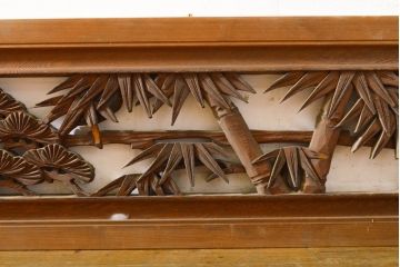 和製ビンテージ　立体感のある彫刻が美しい松竹梅の欄間2枚セット(明り取り、明かり取り、建具、ヴィンテージ)(R-062231)