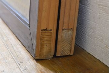 和製ビンテージ　両面ガラス　組子細工が上品なガラス入り欄間2枚セット(ヴィンテージ、明かり取り、明り取り、建具)(R-062232)