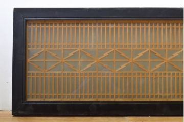 和製ビンテージ　両面ガラス　組子細工が上品なガラス入り欄間2枚セット(ヴィンテージ、明かり取り、明り取り、建具)(R-062232)