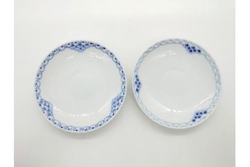 デンマーク　ROYAL　COPENHAGEN(ロイヤルコペンハーゲン)　プリンセス　ブルー　美しいレースの縁取りが優雅さを演出するコーヒーカップ&ソーサーペア(洋食器、C&S)(R-062233)
